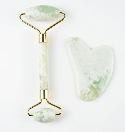 Xiu Yu White Jade Facial Roller Gua Sha Set