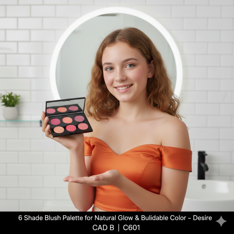 6 Shade Blush Palette for Natural Glow & Buildable Color – Desire | CAD B | C601